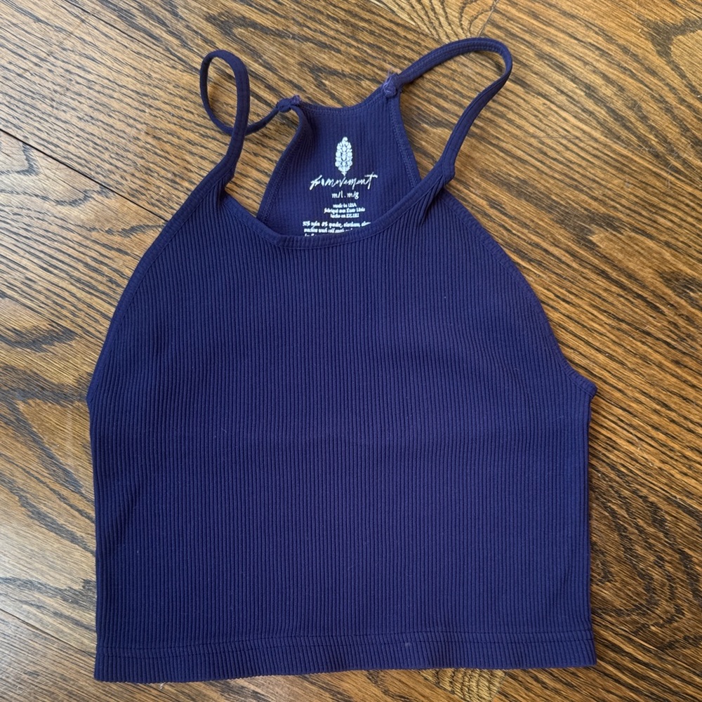 Free people Ribbed Cropped Tank Top in Deep Navy